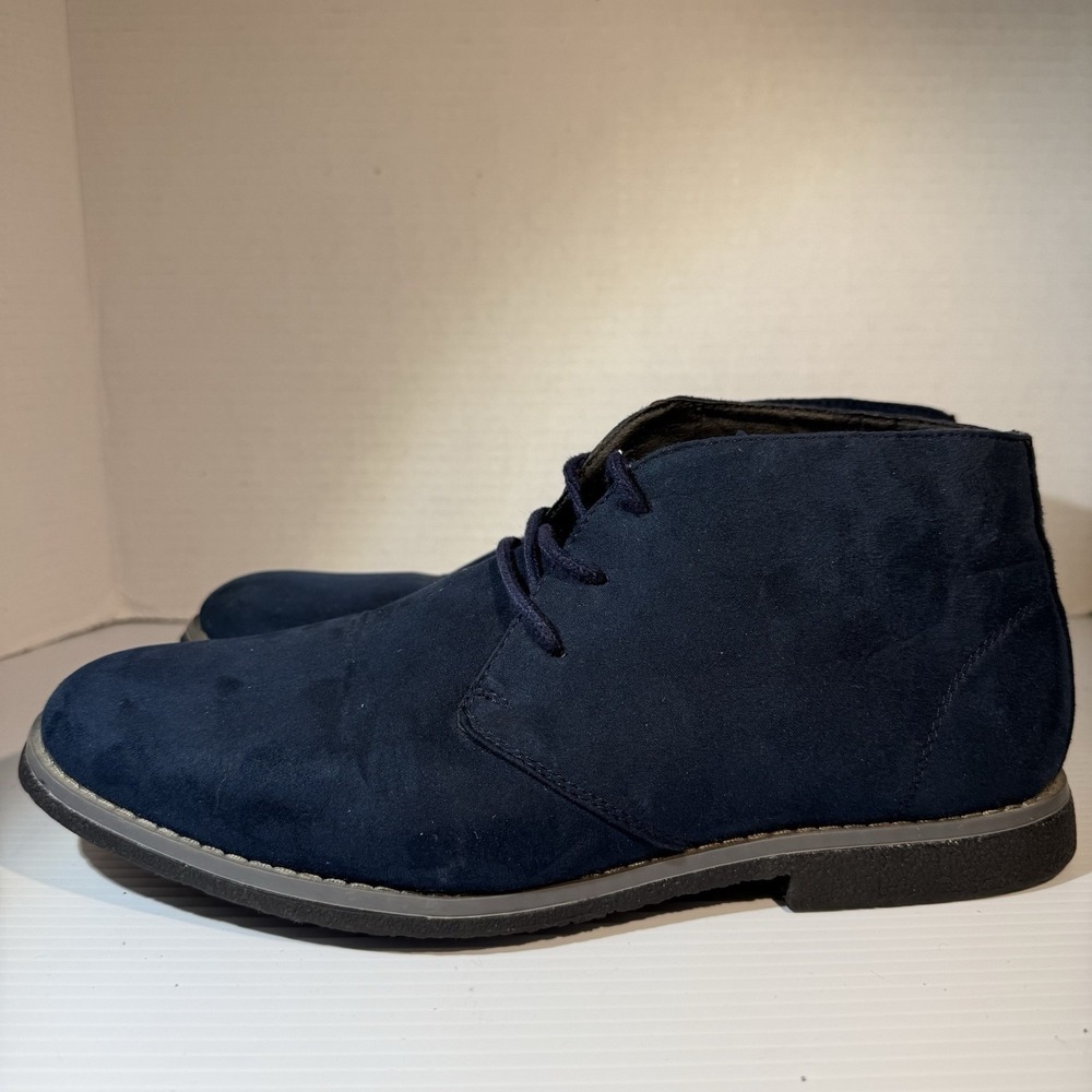 London Fog Men's Broadstreet Chukka Boot Men's Sz 9M Navy Blue Faux Vegan Suede